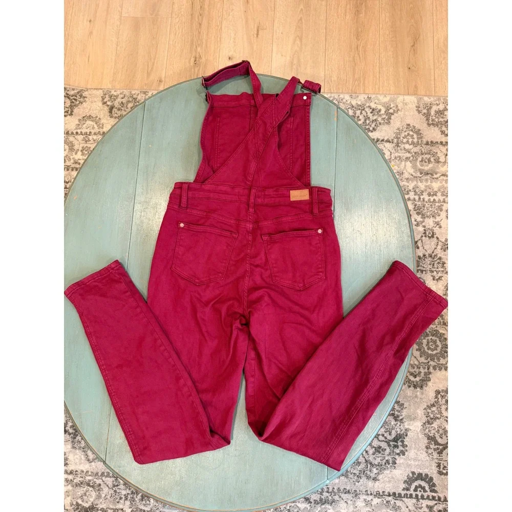 Judy Blue Berry Pink Garment Dyed Slim Denim Overalls Magenta JB88712C Medium